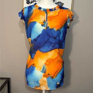 Vibrant Blue and Orange Women's Top